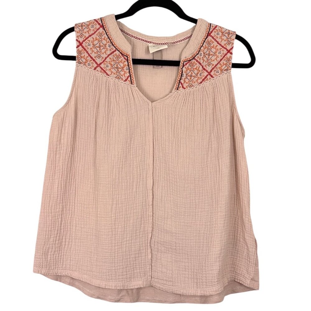 Knox Rose Boho Sleeveless Embroidered Top Women’s Medium Dusty Rose Peasant